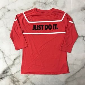 Nike Just Do It 3/4 Sleeve Crew Neck Top
